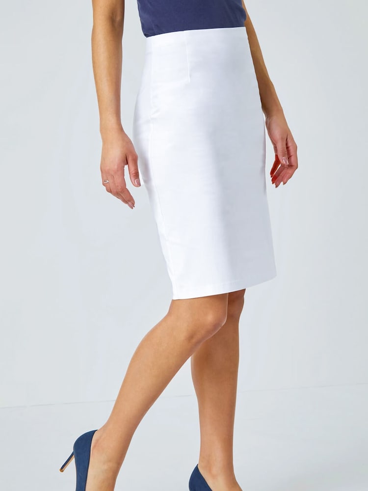 Roman White Pull On Stretch Pencil Skirt - Image 1 of 3