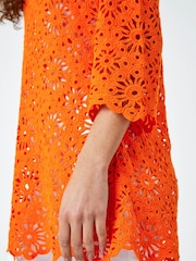 Roman Orange Floral 100% Cotton Crochet Top - Image 4 of 4