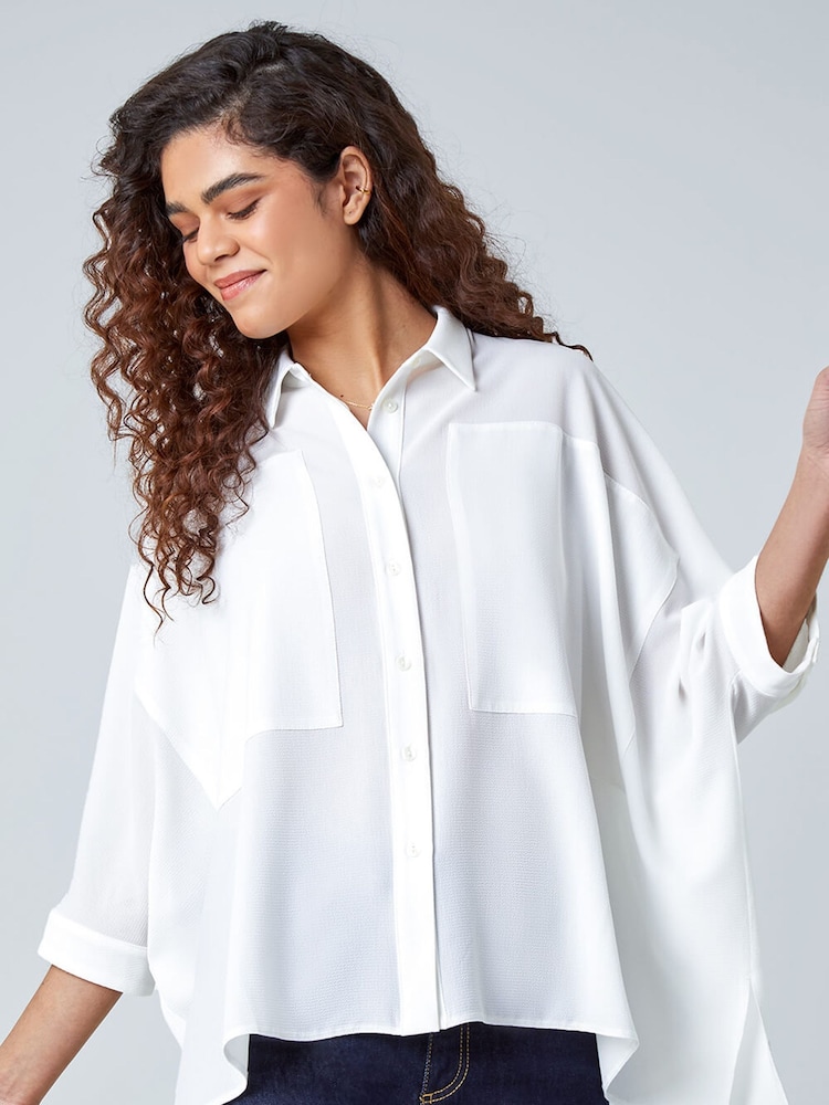 Roman White Relaxed Smart Stretch Shirt - Image 1 of 5 Roman White Relaxed Smart Stretch Shirt - Image 1 of 5