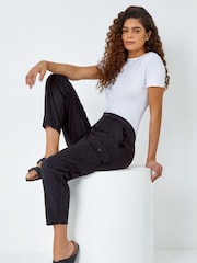 Roman Black Casual Cargo Stretch Trousers - Image 1 of 6