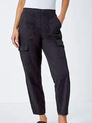 Roman Black Casual Cargo Stretch Trousers - Image 3 of 6