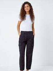 Roman Black Casual Cargo Stretch Trousers - Image 5 of 6