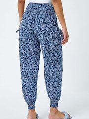 Roman Blue Wave Print Stretch Hareem Trousers - Image 2 of 4