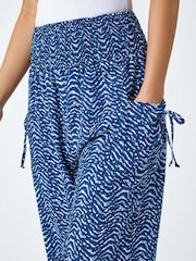 Roman Blue Wave Print Stretch Hareem Trousers - Image 4 of 4