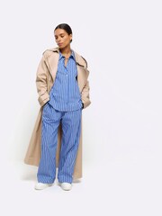 River Island Blue Petite Palazzo Pull-On Trousers - Image 1 of 4