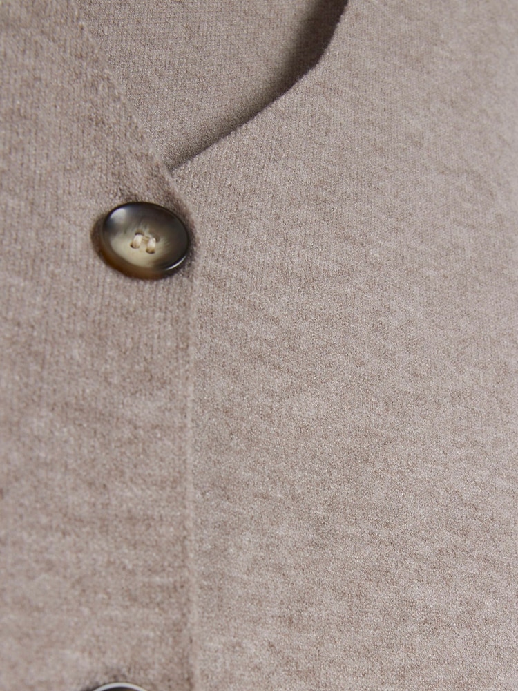 River Island Dark Beige Button Front Knitted Waistcoat - Image 4 of 4
