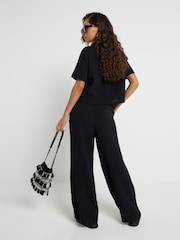 River Island Black Petite Linen Feel Double Faced Trousers - Image 2 of 8
