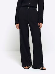 River Island Black Petite Linen Feel Double Faced Trousers - Image 3 of 8