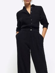 River Island Black Petite Linen Feel Double Faced Trousers - Image 5 of 8