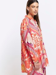 River Island Orange Printed Beach Shirt - Image 3 of 4