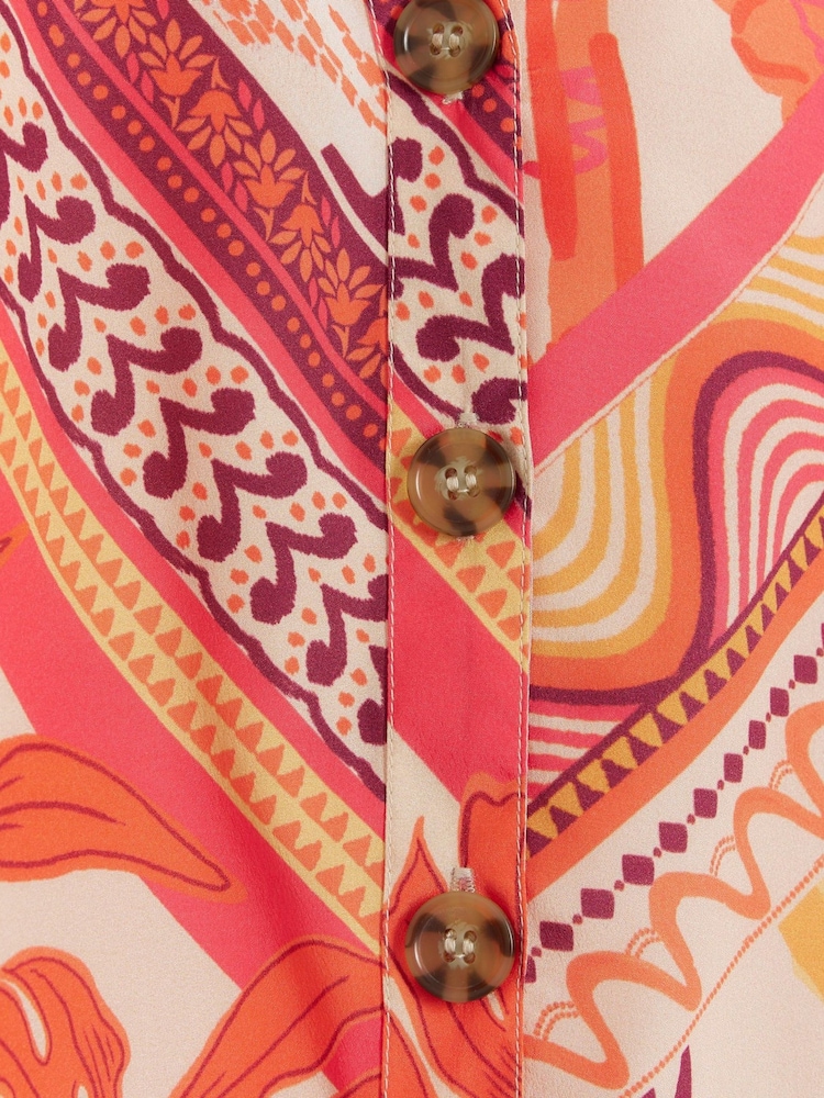 River Island Orange Printed Beach Shirt - Image 4 of 4 River Island Orange Printed Beach Shirt - Image 4 of 4