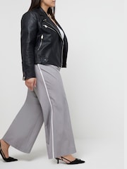 River Island Light Grey Curve Contrast Side Stripe Trousers - Image 3 of 4