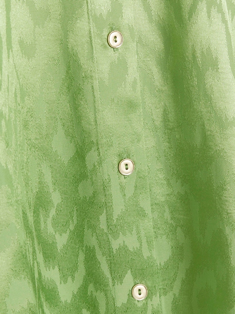 River Island Green Jaquard Satin Oversized Shirt - Image 6 of 6