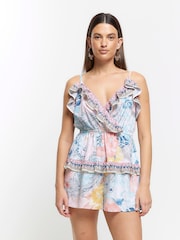 River Island Overall mit Rüschen und kalten Schultern​​​​​​​ - Bild 1 von 4