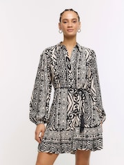 River Island Black Belted Shirt Dress - Image 1 of 6