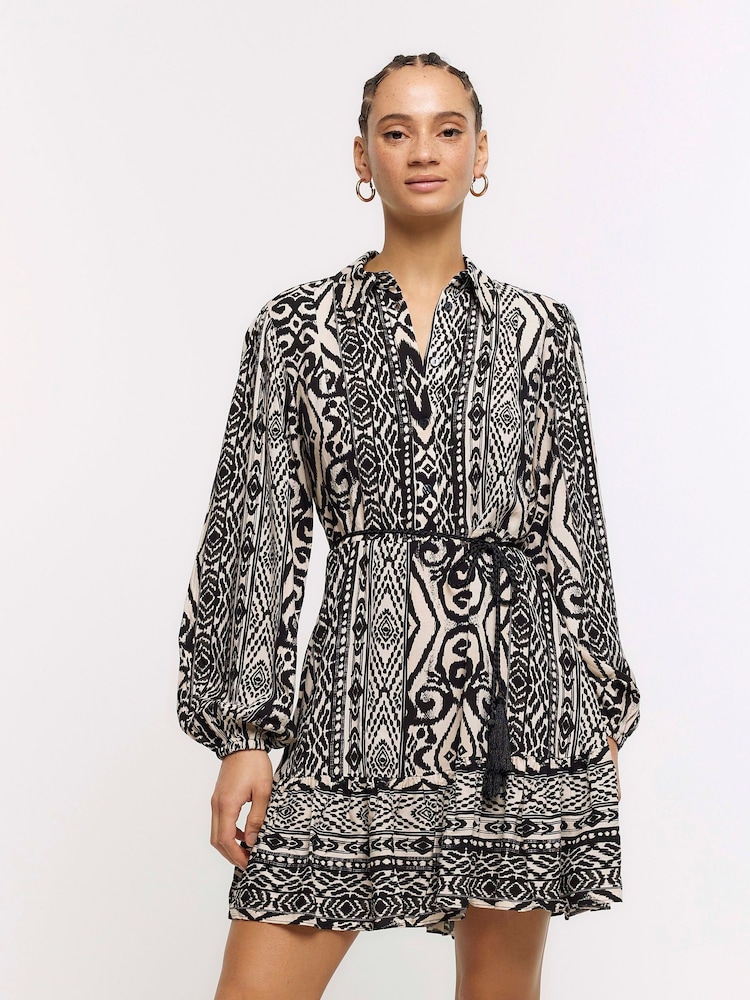 River Island Black Belted Shirt Dress - Image 1 of 6