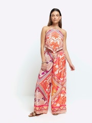 River Island Orange Printed Palazzo Trousers - Image 1 of 1