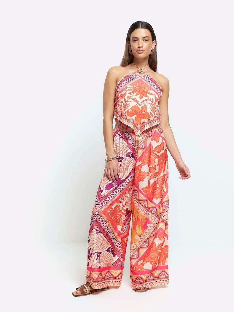 River Island Orange Printed Palazzo Trousers - Image 1 of 1