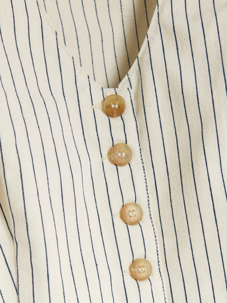 River Island Ecru Stripe Button Front Waistcoat - Image 4 of 4