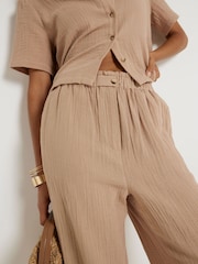 River Island Beige Petite Linen Feel Double Faced Trousers - Image 3 of 3