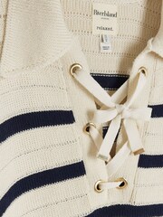 River Island Cream Collar Lace-Up Jumper - Image 6 of 6