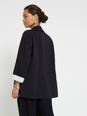 River Island Black Petite Roll Sleeve Relaxed Blazer - Image 2 of 6