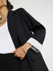 River Island Black Petite Roll Sleeve Relaxed Blazer - Image 4 of 6