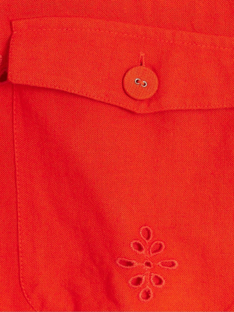 River Island Red Broderie Linen Shirt - Image 4 of 4 River Island Red Broderie Linen Shirt - Image 4 of 4