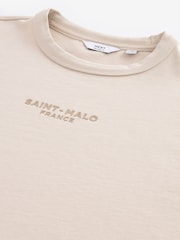 Ecru White Single Relaxed Fit 100% Cotton Graphic Heavyweight T-Shirt - Image 6 of 7