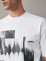 White Relaxed Fit Urban Graphic Front Print T-Shirt - Image 4 of 5