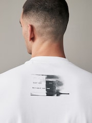 White Relaxed Fit Urban Graphic Front Print T-Shirt - Image 5 of 5