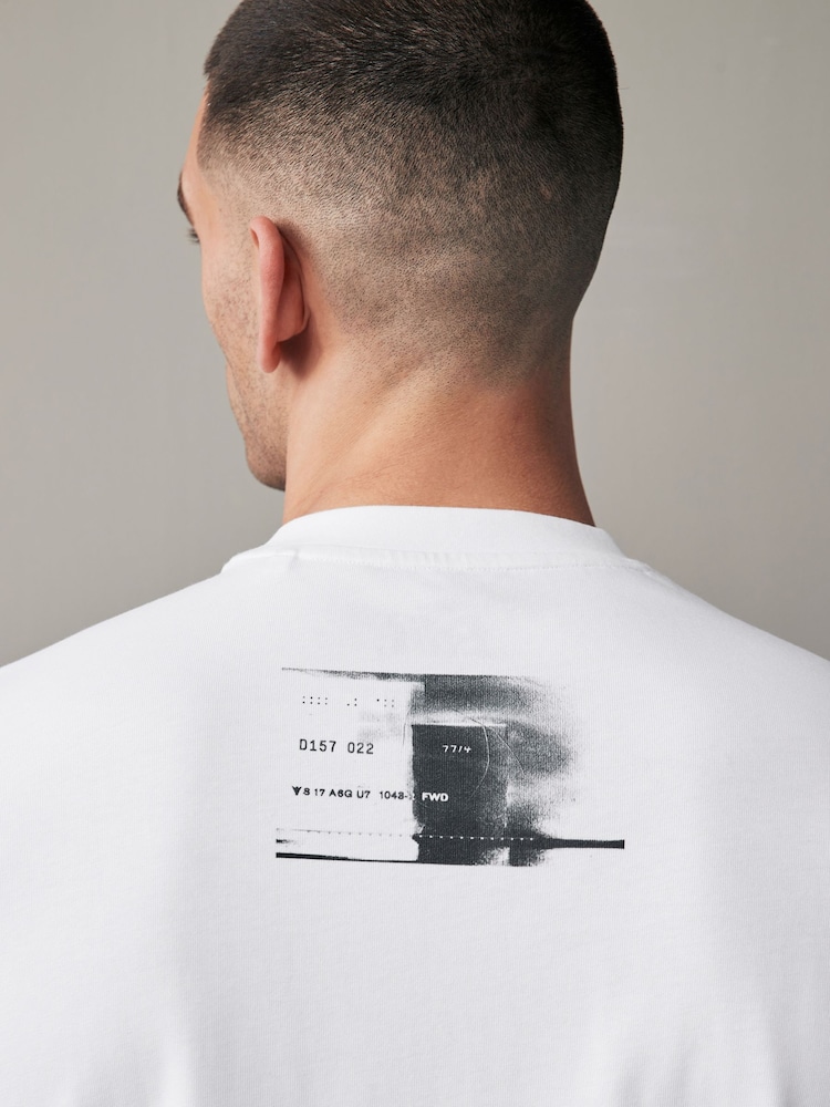 White Relaxed Fit Urban Graphic Front Print T-Shirt - Image 5 of 5
