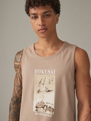 kameno siva - 100% bombažna majica brez rokavov Hokusai License - Slika 5 iz 8