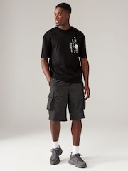 Black Hokusai Floral Regular Fit Artist License T-Shirt - Image 2 of 8
