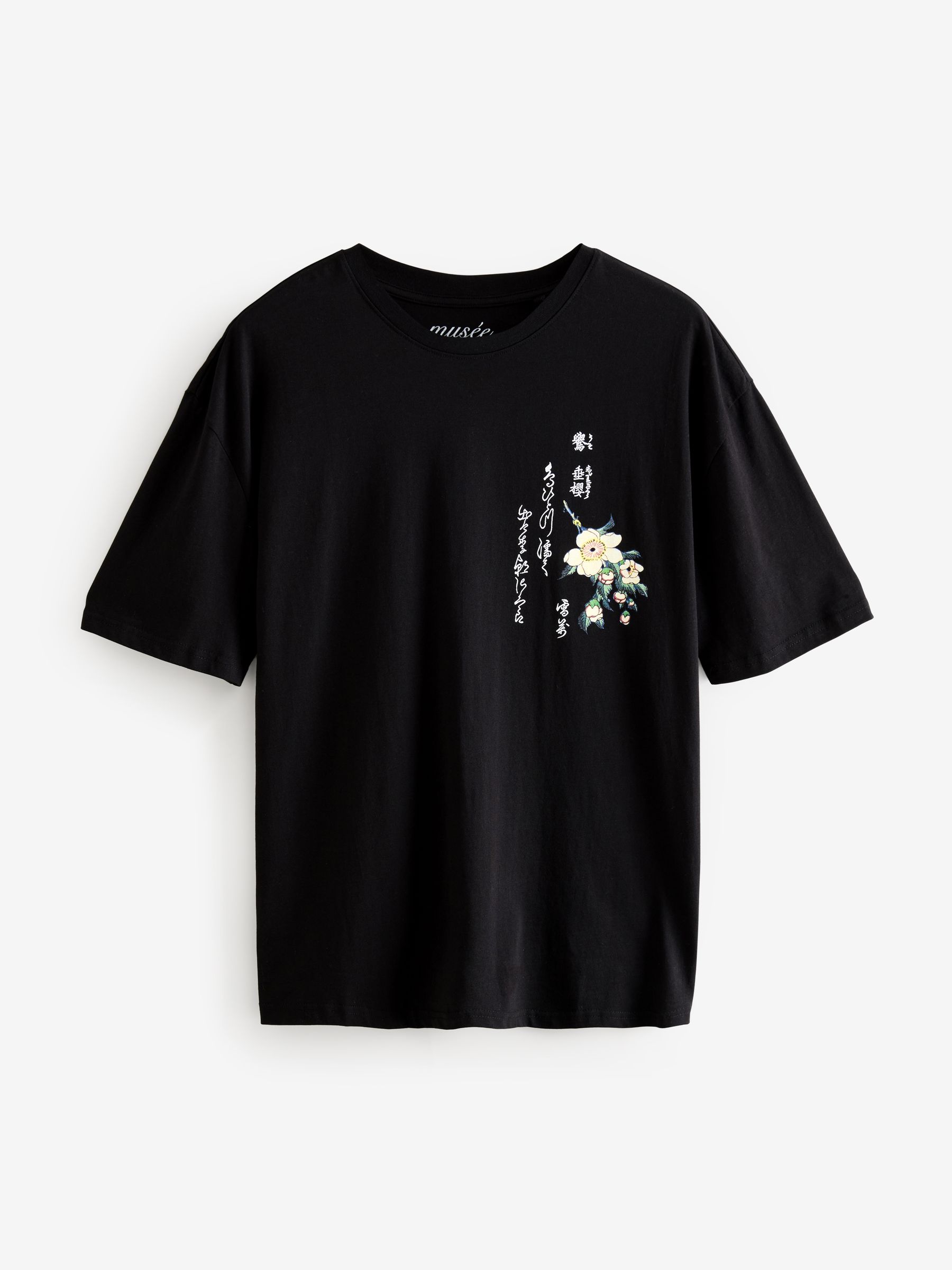 Buy Black Hokusai Floral Regular Fit Artist License T-Shirt