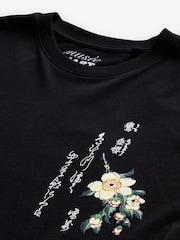 Black Hokusai Floral Regular Fit Artist License T-Shirt - Image 8 of 8