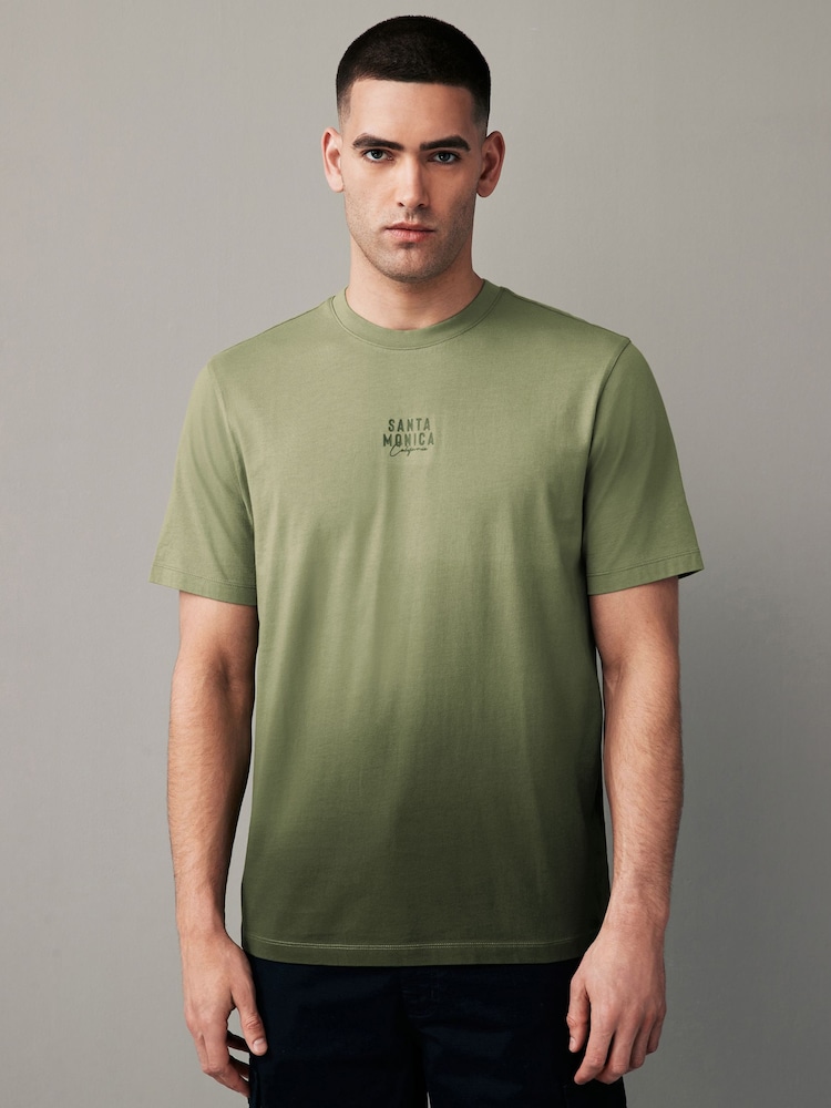 Green 100% Cotton Dip Dye T-Shirt - Image 2 of 8