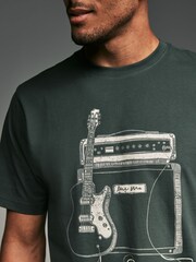 Blue/Grey/Green Music Graphic Band 100% Cotton T-Shirts 3 Pack - Image 4 of 12