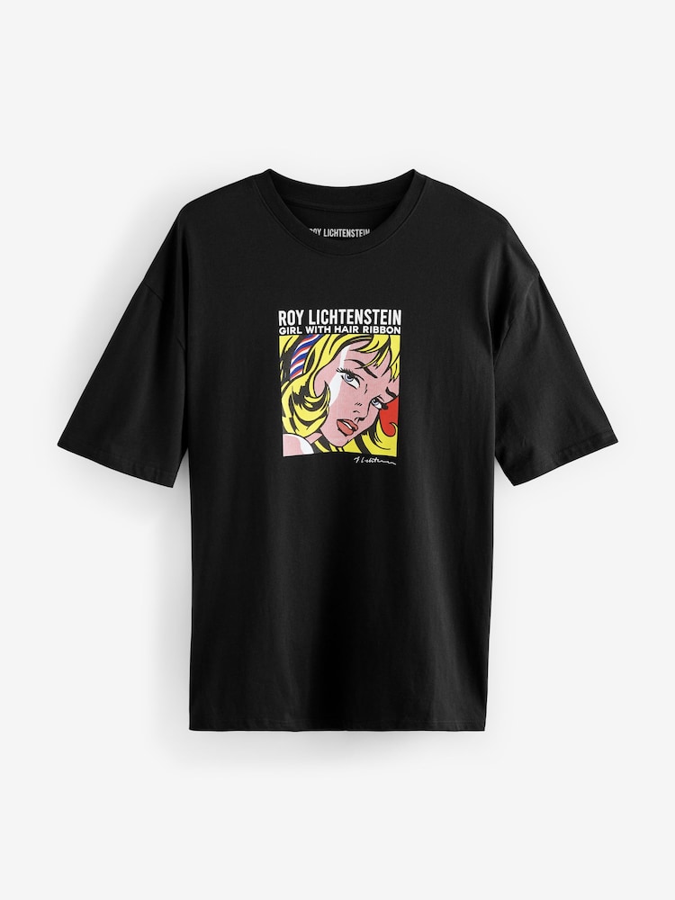 Black Roy Lichtenstein Artist Licence 100% Cotton T-Shirt - Image 6 of 8