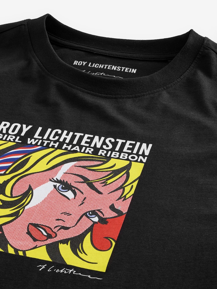 Black Roy Lichtenstein Artist Licence 100% Cotton T-Shirt - Image 7 of 8
