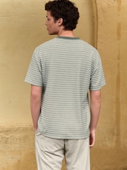 Sage Green 100% Cotton Textured Stripe T-Shirt - Image 2 of 7