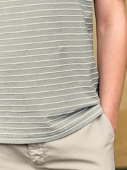 Sage Green 100% Cotton Textured Stripe T-Shirt - Image 4 of 7