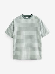 Sage Green 100% Cotton Textured Stripe T-Shirt - Image 5 of 7
