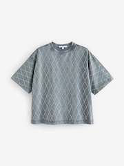Denim Blue Diamond 100% Cotton Short Sleeve Washed Embellished Sparkle T-Shirt - Image 5 of 6