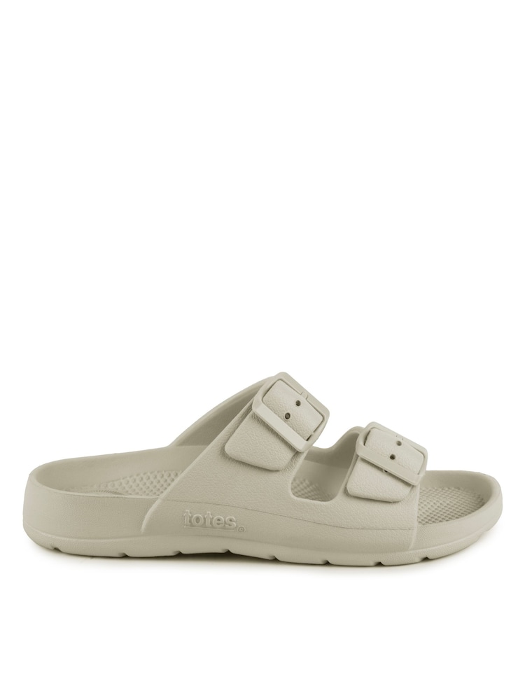 Totes Sand Solbounce Ladies Adjustable Double Buckle Slides - Image 2 of 5