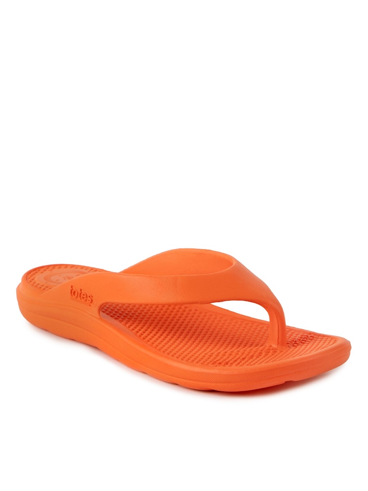 Totes Orange Ladies Solbounce Toe Post Flip Flops Sandals - Image 3 of 5