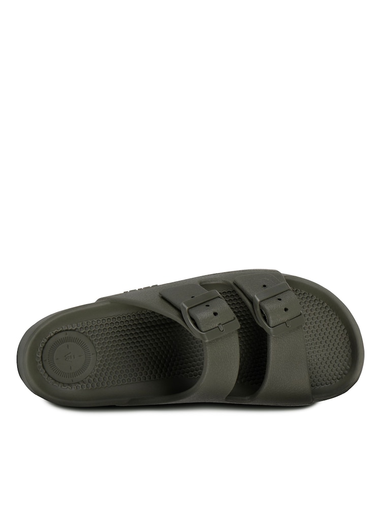 Totes Green Solbounce Ladies Adjustable Double Buckle Slides - Image 3 of 5