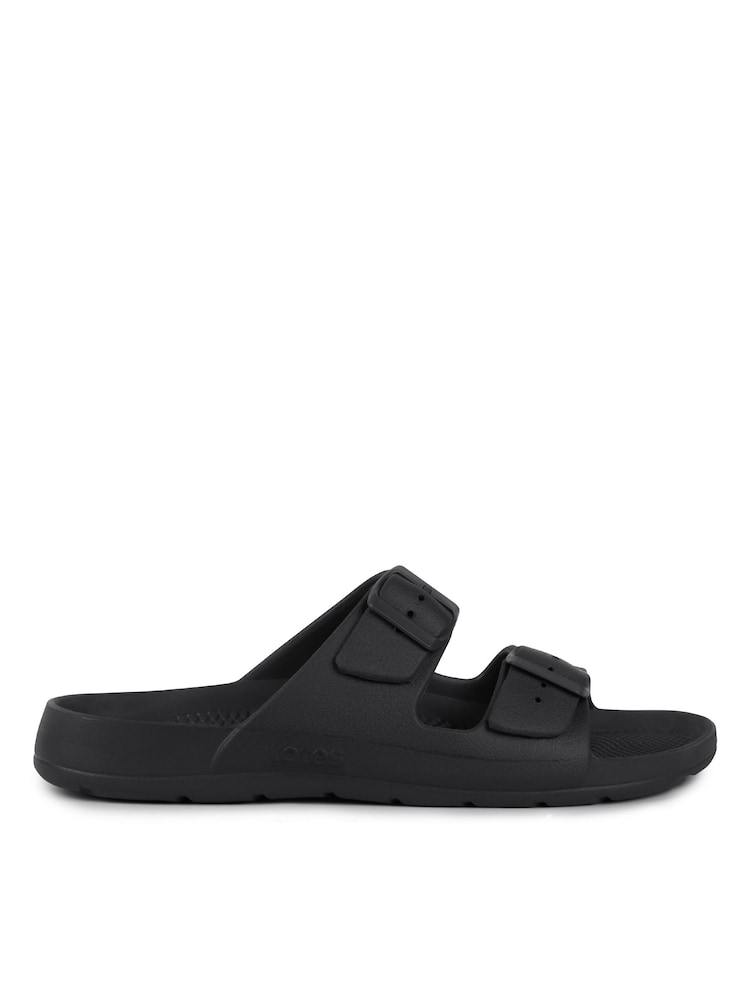Negro - Sandalias con doble hebilla ajustable para hombre Solbounce de Totes - Imagen 2 de 5
