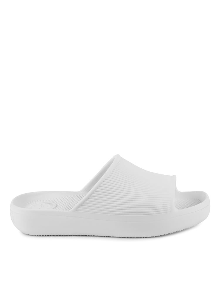 Totes White Solbounce Ladies Ribbed Slides - Image 2 of 5