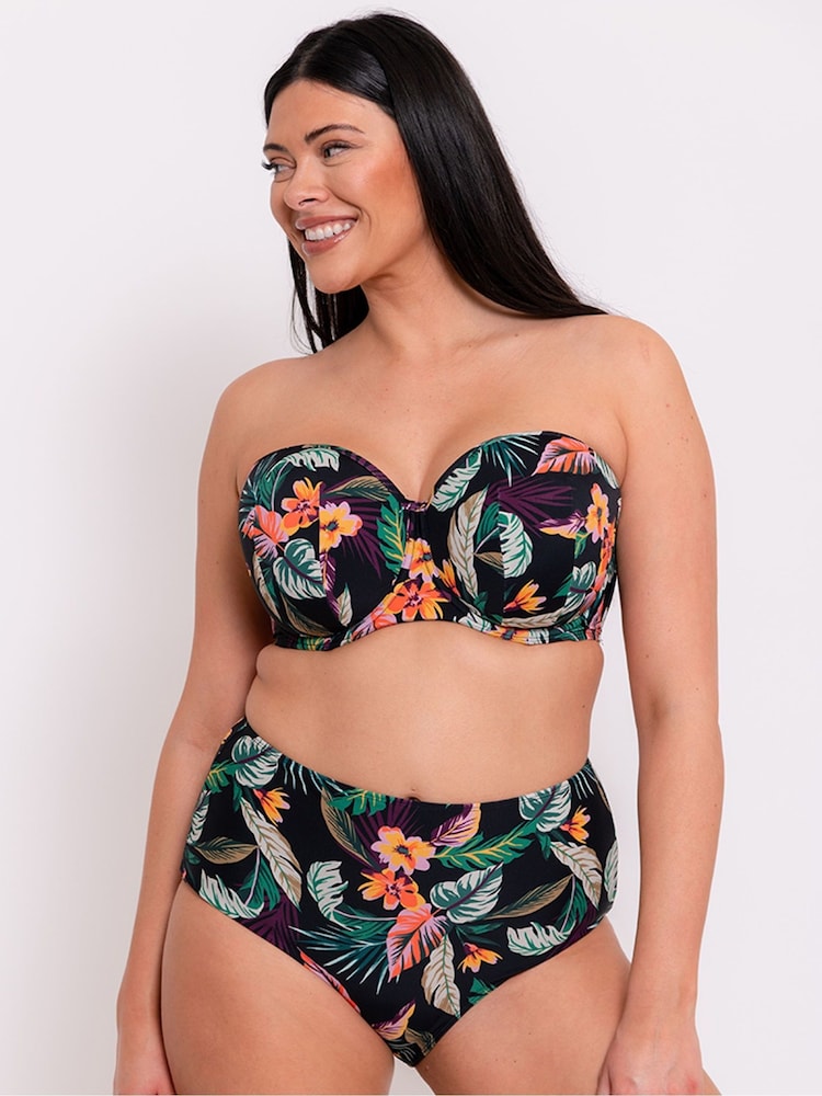 Curvy Kate Cuba Libre Bikinihose mit hoher Taille, Schwarz - Bild 1 von 4
